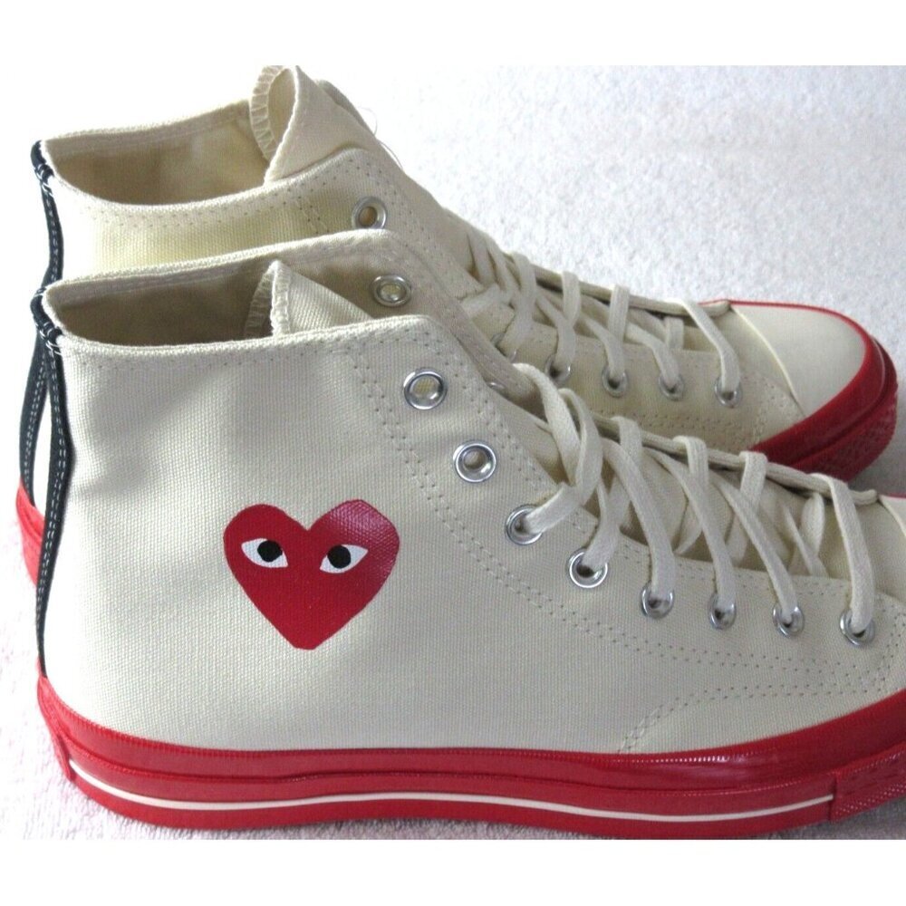 Converse Men's Chuck 70 CDG HI Top Canvas Shoes White Red Egret Sizes NIB - Picture 5 of 7